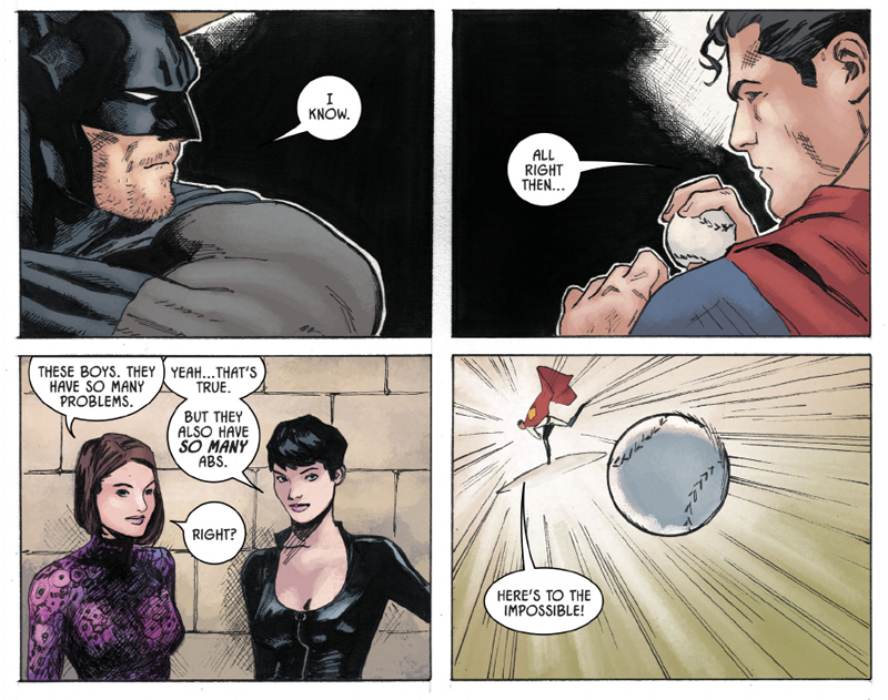 Illustration for article titled Batman and Superman's Double Date Is One of the Cutest Comic Book Team-Ups Ever